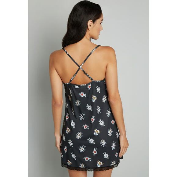 Modcloth x Breakfast for Dinner Sleep Bright Nightgown Robot Print Womens Medium - Picture 6 of 6